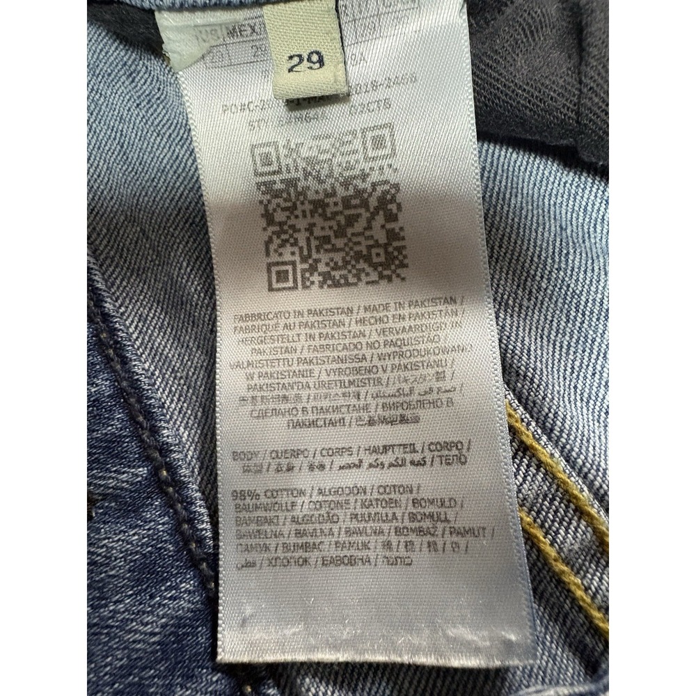 Guess Vermont Slim Straight Jeans Men 29 Blue Distressed‎ Button Fly Low Rise - Picture 4 of 10